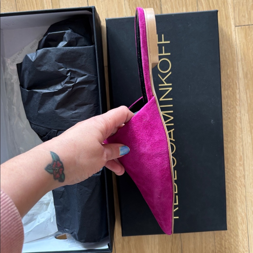 Rebecca Minkoff Fuchsia Suede Mules - Picture 3 of 7